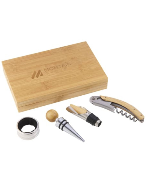 4 Piece Bamboo Wine Gift Set 4 Piece Bamboo Wine Gift Set