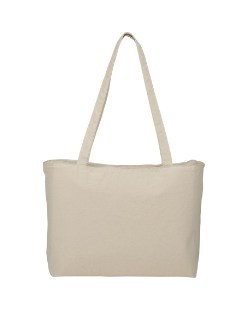 Zippered 12oz Cotton Canvas Shopper Tote